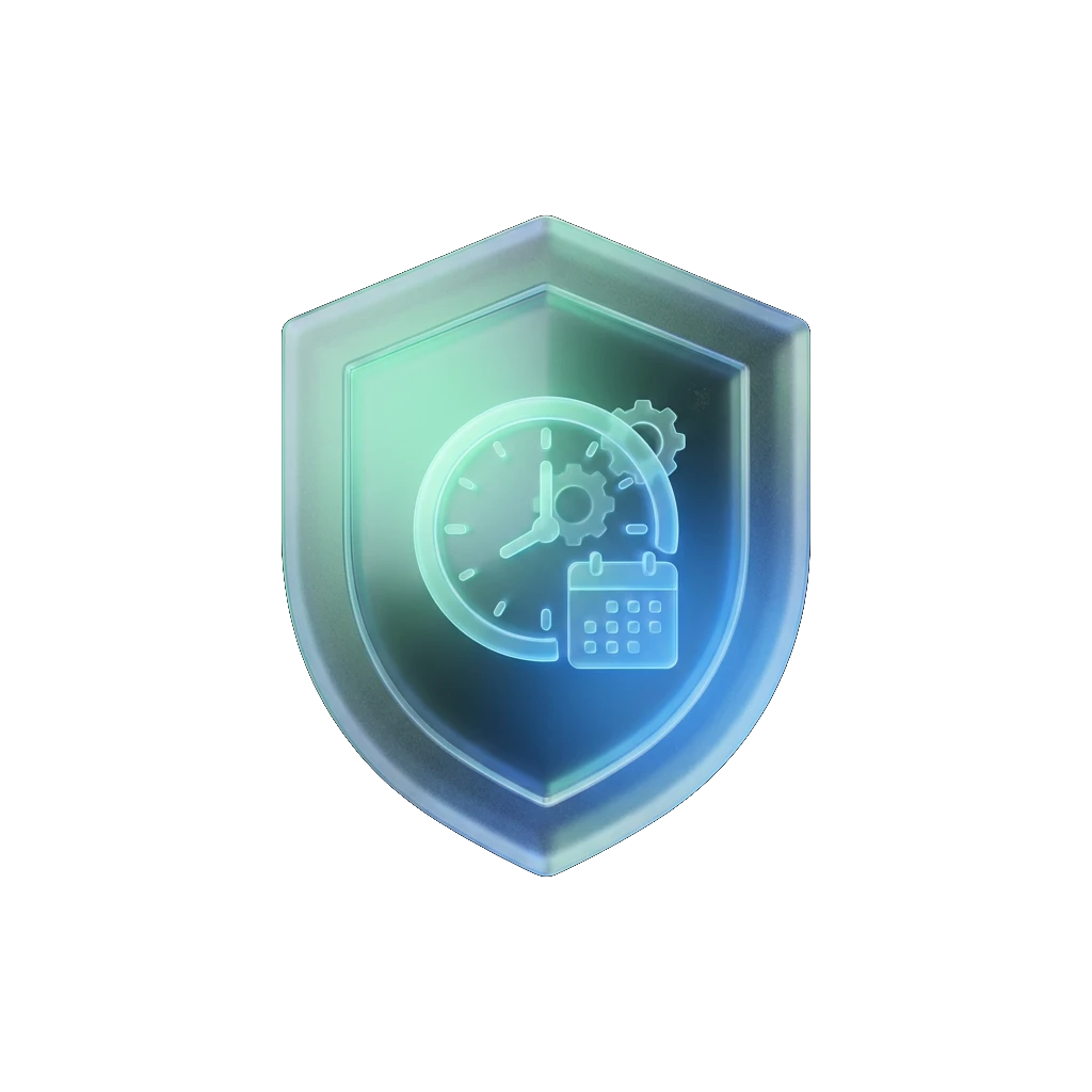 Illustration of a glowing glass shield with a clock face representing the right to cancel a credit agreement within a cooling-off period
