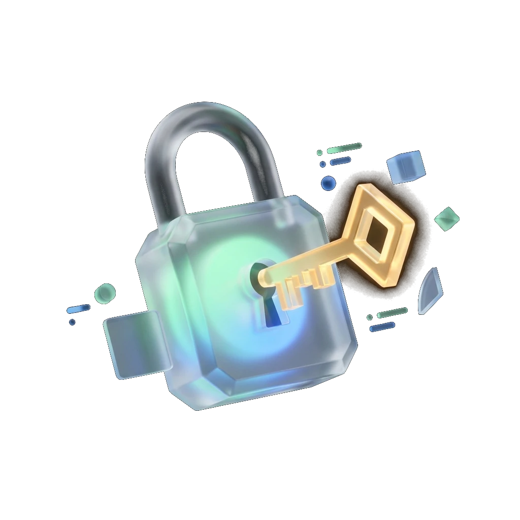 Illustration of a golden key unlocking a glass padlock, representing early loan repayment and financial freedom