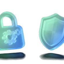 Illustration of a glowing translucent lock and shield symbolising secured and unsecured borrowing